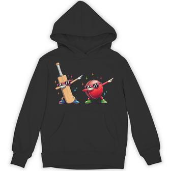 Cricket Bat Ball Dabbing Sunglasses Cricket Player Kids Boys Hoodie - Thegiftio UK