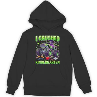 I Crushed Kindergarten Monster Truck Graduation Grad Boys Hoodie - Thegiftio UK