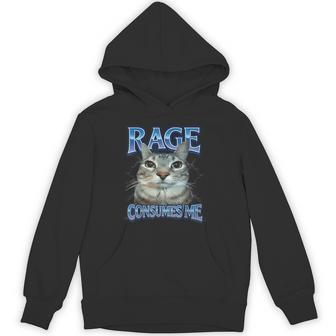 Cute Cat Rage Consumes Me Silly Staring Cat Meme Cat Hoodie - Thegiftio UK