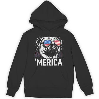 Cute Patriotic Pug Dog Merica 4Th Of July Dog Lover Hoodie - Thegiftio UK
