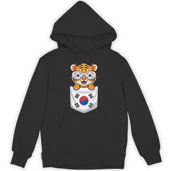 Cute South Korean Tiger Cub In Pocket With Sunglasses Hoodie - Thegiftio