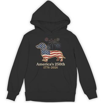 Dachshund 250Th Patriotic Dog Fireworks Wiener Dog Hoodie - Thegiftio UK