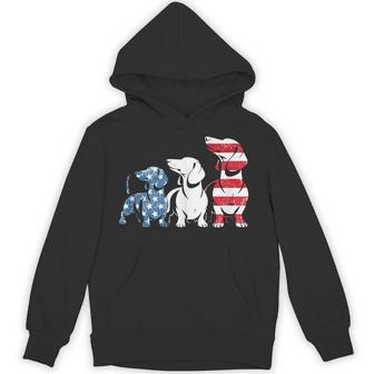Dachshund Patriotic American Flag Dachshund 4Th Of July Hoodie - Thegiftio UK