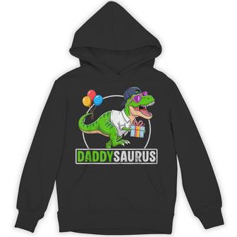 Daddysaurus T-Rex Dinosaur Dad Saurus Family Matching Hoodie - Thegiftio UK