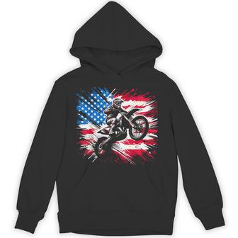 Dirtbike Motocross Usa Flag Hoodie - Thegiftio UK