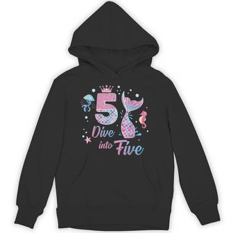 Dive Into Five Party Decorations 5 Year Old Mermaid Birthday Hoodie - Thegiftio UK
