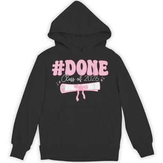 Done Class Of 2026 Grad Coquette Bow Senior 2026 Graduation Hoodie - Thegiftio UK