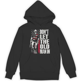 Don't Let The Old Man In Vintage American Flag On Back Hoodie - Monsterry