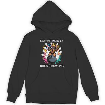 Easily Distracted By Dogs And Bowling Bowler Animal Hoodie - Thegiftio UK