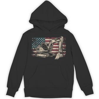 Excavator American Flag Patriotic Excavator 4Th Of July Hoodie - Thegiftio UK