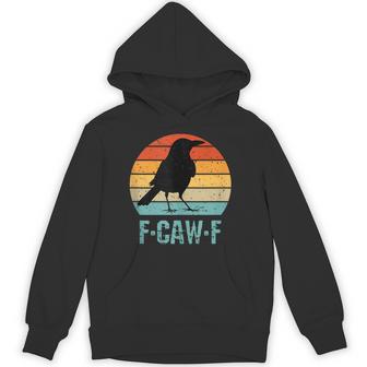 F-Caw-F Black Crow Black Bird Retro Sunset Vintage F-Caw-F Hoodie - Thegiftio UK