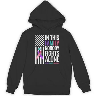 In This Family Nobody Fights Alone Thyroid Cancer Awareness Hoodie - Thegiftio UK