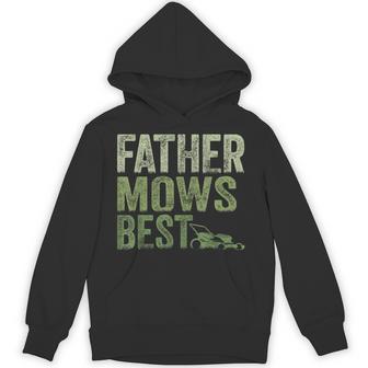 Father Mows Best Vintage Lawn Mowing Gardener Dad Lawn Mower Hoodie - Thegiftio UK