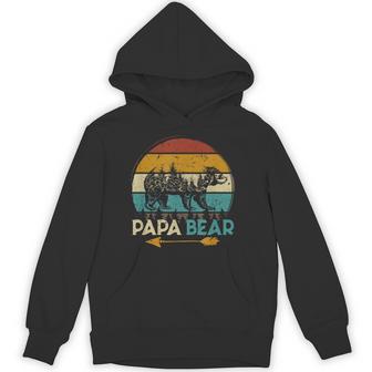 Father's Day Papabear Dad Baby Bear Retro Vintage Hoodie | Seseable UK