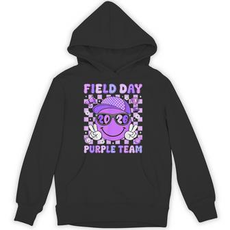 Field Day 2026 Purple Team Smile Face Sports School Boy Kids Hoodie - Thegiftio