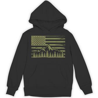 Forest Tree Wildlife Nature Outdoor American Usa Flag Forest Hoodie - Thegiftio UK
