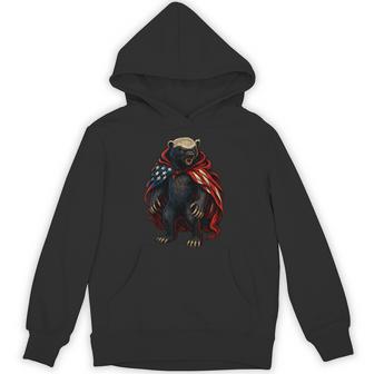 Fun Patriotic Honey Badger American Flag Usa Animal Hoodie - Monsterry