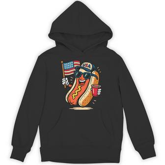 4Th Of July Hotdog Fourth Of July Patriotic Usa Flag Hoodie | Seseable UK
