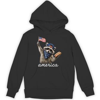 America Raccoon Patriotic 4Th Of July Graphic Hoodie - Thegiftio UK