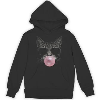 Cat Blowing A Bubble With Sunglasses Urban Cool Vibe Hoodie | Seseable UK