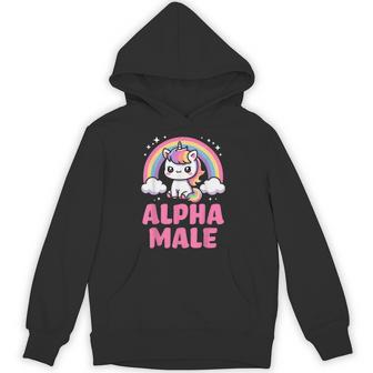 Irony Men's Outfit Cute Unicorn Alpha Male Hoodie - Thegiftio UK