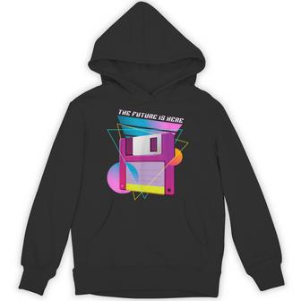 The Future Is Here フロッピーディスクディスクディスクレトロ80年代vaporwave パーカー - Kawaiitshirt