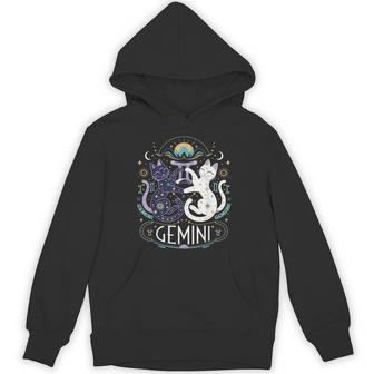 Gemini Zodiac Cats Lover Astrology Twin Cats Gemini Hoodie - Thegiftio UK