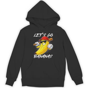 Lets Go Bananas Cute Banana Baseball Sports Boys Kids Hoodie - Thegiftio UK