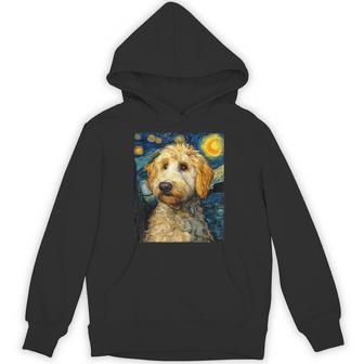 Golden Doodle Goldendoodle Dog Van Gogh Starry Night Graphic Hoodie - Thegiftio UK