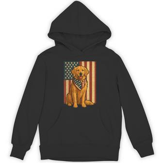 Golden Retriever American Flag Bandana 4Th Of July Hoodie - Monsterry
