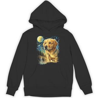 Golden Retriever Howling To The Moon Meme 90'S Dog Hoodie - Thegiftio UK
