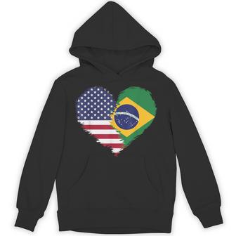 Half American Half Brazilian Usa Flag Brazil America Hoodie - Thegiftio UK