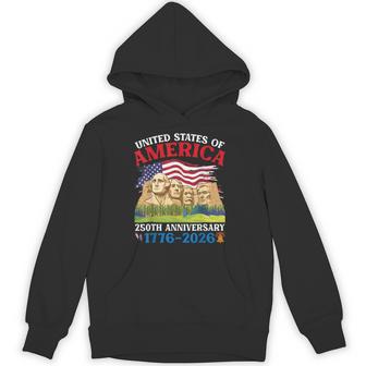 Happy 250 Anniversary From 1776 To 2026 Mount Rushmore Flag Hoodie - Thegiftio UK