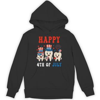 Happy 4Th Of July Dental Tooth American Flag Dentist Hoodie - Thegiftio UK