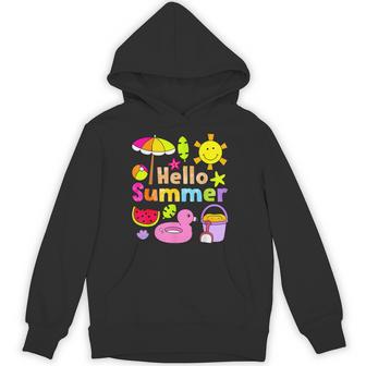 Hello Summer Happy Last Day School Summer Vacation Toddler Hoodie - Thegiftio UK