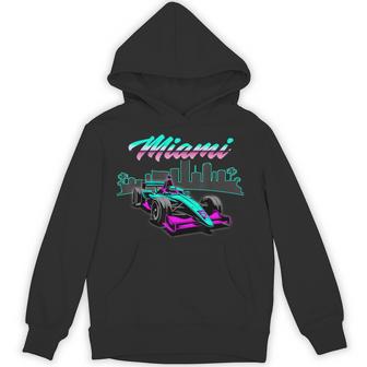 High Speed Racing With Fast Car And Miami Vibes Hoodie - Thegiftio UK