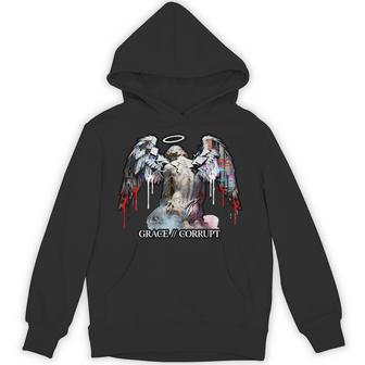 Hip Hop Angel Vintage Edgy Y2k Backprint Streetwear Angel Hoodie - Thegiftio