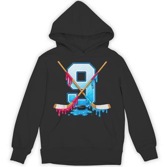 Hockey 9 Year Old Ice Cream Drip Youth 9Th Birthday Boys Hoodie - Thegiftio UK