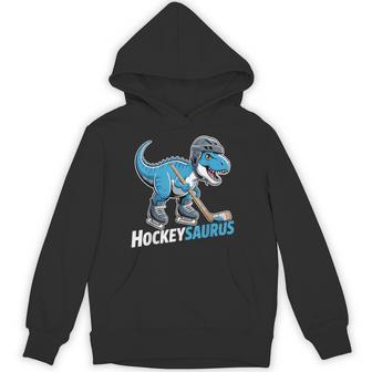 Hockeysaurus Ice Hockey Player Dinosaur T-Rex Dino Hoodie - Thegiftio UK