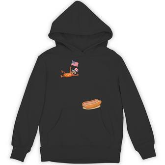 Hotdog Freedom Dive Uncle Sam Hot Dog Jumping Into Bun Hoodie - Monsterry