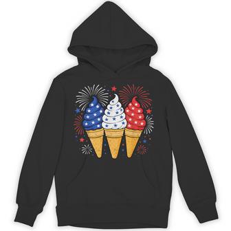 Ice Cream Patriotic American Usa Flag Fourth Of July Kids Hoodie | Seseable UK
