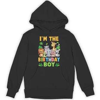 I'm The Birthday Boy Kids Safari Jungle Animal Hoodie - Thegiftio