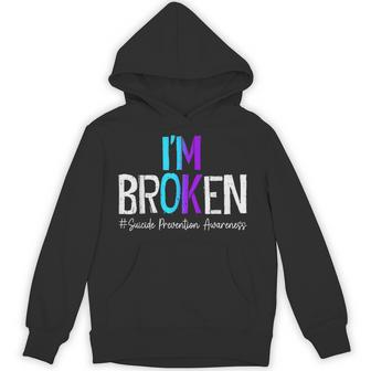 I'm Broken Teal & Purple Ribbon Suicide Prevention Awareness Hoodie - Thegiftio UK