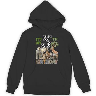 It’S My 5Th Birthday Boy Safari Jungle Theme 5 Years Old Zoo Hoodie - Thegiftio UK