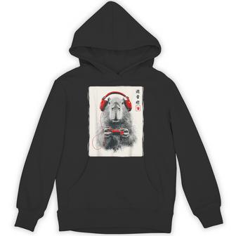 Japanese Capybara Gamer Video Games Graphic Capybara Hoodie - Monsterry
