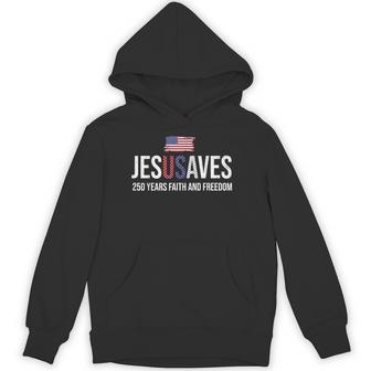 Jesus Saves Usa 250 Years Of Freedom Retro 4Th Of July Faith Hoodie - Thegiftio UK