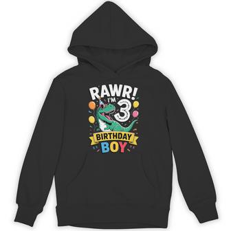 Kids 3 Year Old Boy T Rex Dinosaur Lovers 3Rd Birthday Dino Three Hoodie - Thegiftio UK