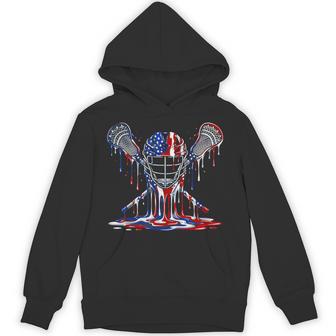 Lacrosse Drip American Flag Lax Helmet Sticks 4Th Of July Hoodie - Thegiftio UK