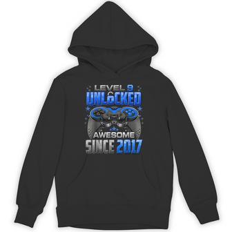 Level 9 Unlocked Awesome Since 2017 9Th Birthday Gaming Hoodie - Monsterry