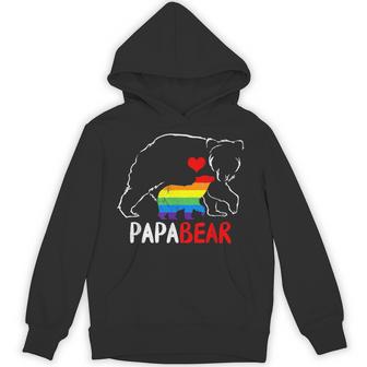 Lgbt Daddy Papa Bear Gay Pride Flag Proud Dad Father's Day Hoodie - Monsterry